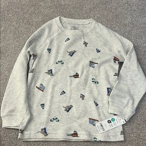 Gray Patterned Toddler Long Sleeve Shirt
